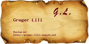 Greger Lili névjegykártya